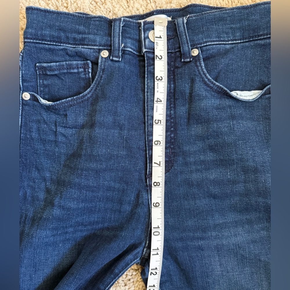 LOFT High Rise Slim Flare Jeans Size 25 Dark Wash Stretch Denim - Picture 11 of 12